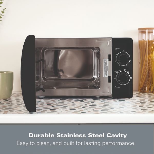Hamilton Beach 20L Manual Microwave With Stainless Steel Cavity - Black