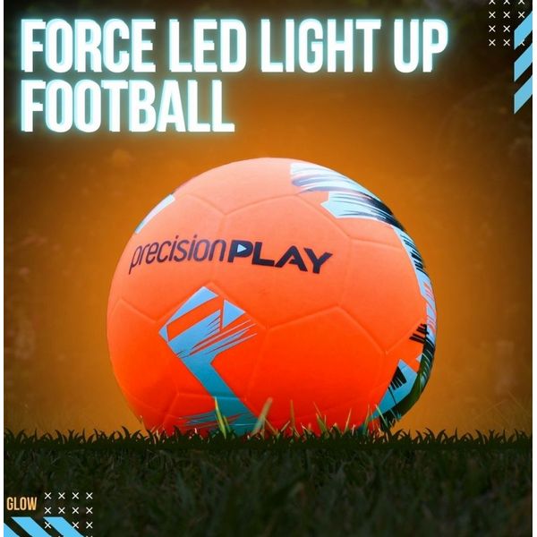 PrecisionPLAY Force LED Light up Football (Fluo Orange/Fluo Blue/Black, 5)