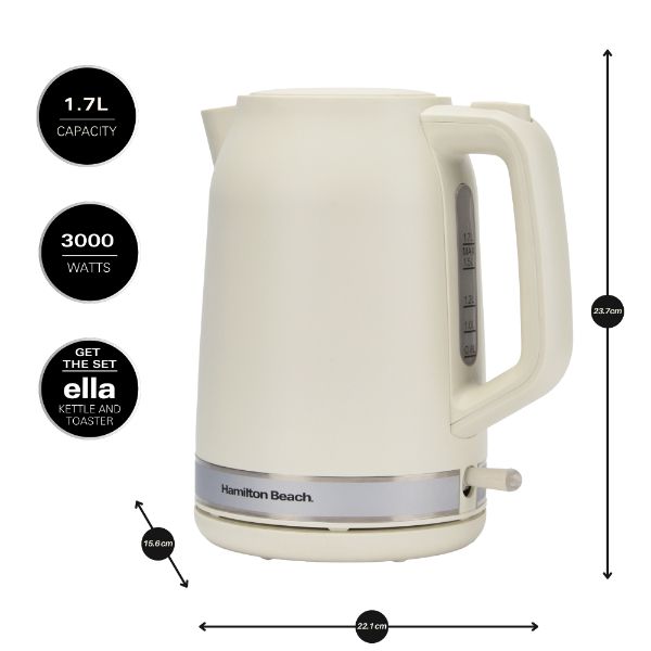 Hamilton Beach Ella Kettle and 2 Slice Toaster Bundle Latte