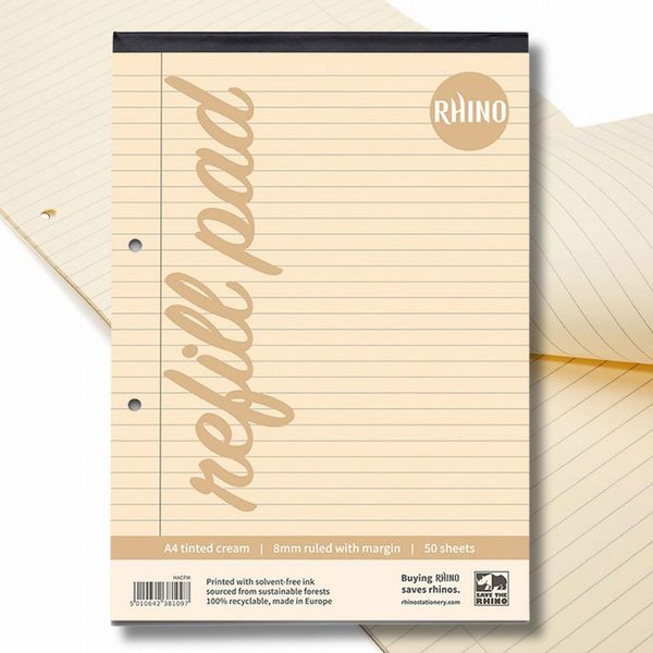 RHINO A4 Special Refill Pad 50 Leaf, Cream Tinted Paper, F8M