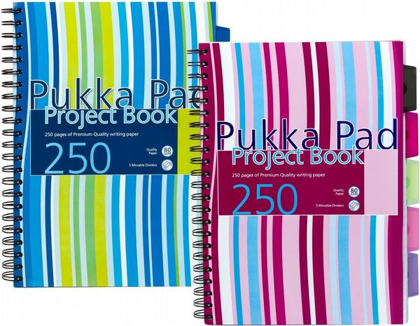 Pukka Pad Stripes A4 Project Book - 250 pages - 1 unit