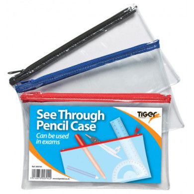 Clear Pencil Case Small 20 x 12.5cm Assorted Colours