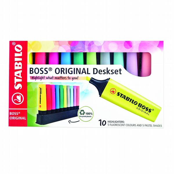 Stabilo Boss Original Deskset Highlighters 10's (5 Neon & 5 Pastel)