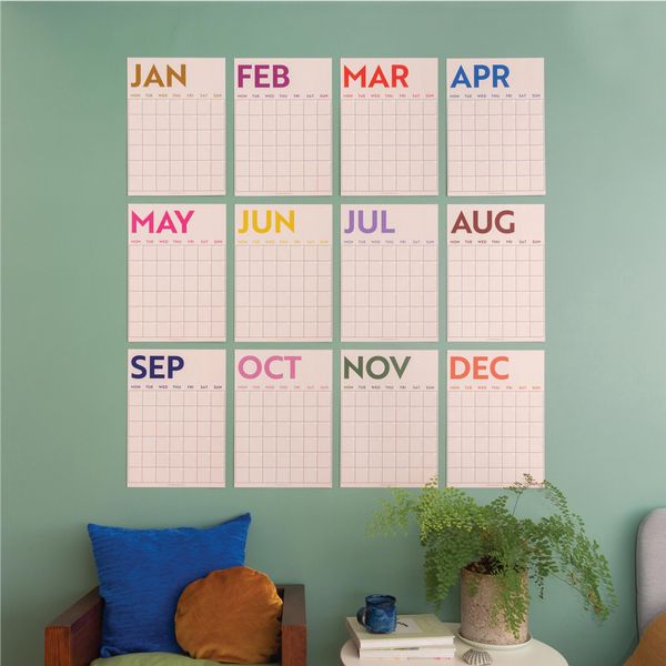 Large Monthly Undated A3 Wall Planner | 12 Pages | Simply Bright
