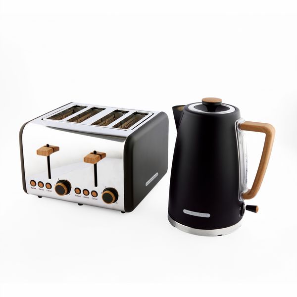 Hamilton Beach Kettle And Toaster Set Scandi Collection Black