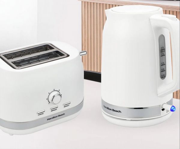 Hamilton Beach Ella Kettle and 2 Slice Toaster Bundle White