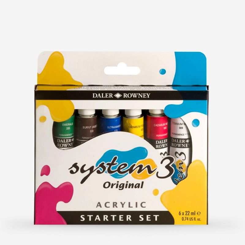 Daler Rowney System 3 Acrylic: Starter Set 6x22ml Tubes