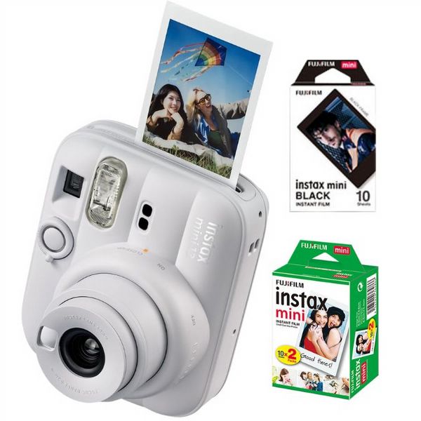  Fujifilm Instax Mini 13 Clay White Instant Camera + 30-Pack Film Bundle (Twin Pack & Black...